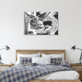 Hula Girl met Outrigger Canoe Hawaii-foto Canvas Afdruk (Insitu (Slaapkamer))
