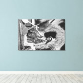 Hula Girl met Outrigger Canoe Hawaii-foto Canvas Afdruk (Insitu (Houten vloer))