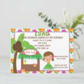 Hula Girl op uitnodiging van Tiki Hut Birthday (Staand voorkant)