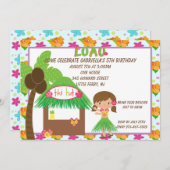 Hula Girl op uitnodiging van Tiki Hut Birthday (Voorkant / Achterkant)