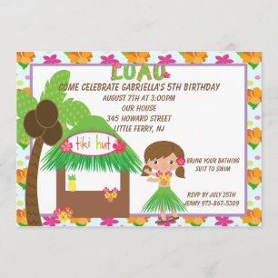 Hula Girl op uitnodiging van Tiki Hut Birthday