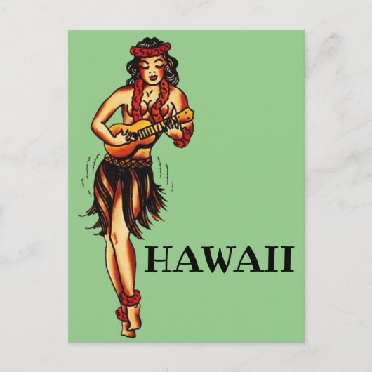 Hula Girl -  reis Hawaii Briefkaart (Voorkant)