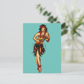 Hula Girl - Vintage Hawaii Briefkaart (Staand voorkant)