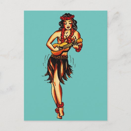 Hula Girl - Vintage Hawaii Briefkaart (Voorkant)