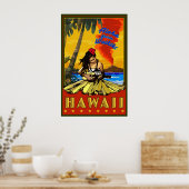 Hula Girl - Waikiki, Hawaii Diamond Head Poster (Keuken)