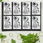 Hula Girls Dancer Hawaiian Palm Tree Tropical Kitc Theedoek (Gevouwen)