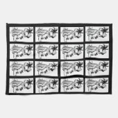 Hula Girls Dancer Hawaiian Palm Tree Tropical Kitc Theedoek (Horizontaal)