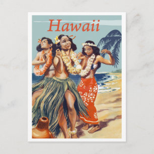 Hula Girls op het strand van Hawaii Briefkaart