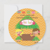 Hula Girls Tiki Hut Round Luau Verjaardag Uitnodig Kaart (Voorkant)