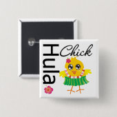 Hula Hawaii Chick Vierkante Button 5,1 Cm (Voorkant /achterkant)