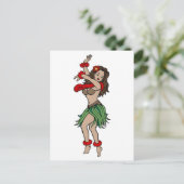 Hula Hawaiian Girl Tattoo Art Briefkaart (Staand voorkant)