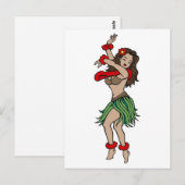Hula Hawaiian Girl Tattoo Art Briefkaart (Voorkant / Achterkant)