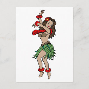 Hula Hawaiian Girl Tattoo Art Briefkaart