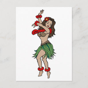  Hula Hawaiian Girl Tattoo Art Briefkaart