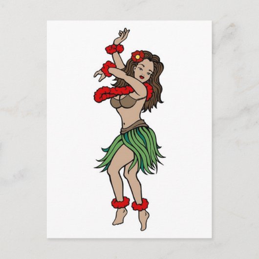 Hula Hawaiian Girl Tattoo Art Briefkaart (Voorkant)