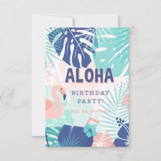 Hula Hawaiian Luau Theme Birthday Uitnodiging