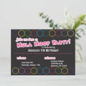 Hula Hoop Birthday Party Information Kaart (Staand voorkant)