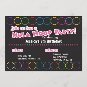 Hula Hoop Birthday Party Information Kaart