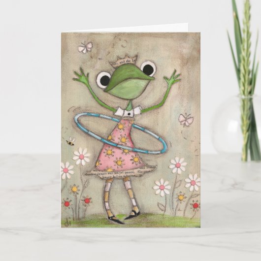 Hula Hoop Frog (versie 2) - Birthday Kaart (Voorkant)