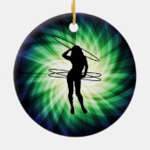 Hula Hoop Girl; Cool Keramisch Ornament (Achterkant)