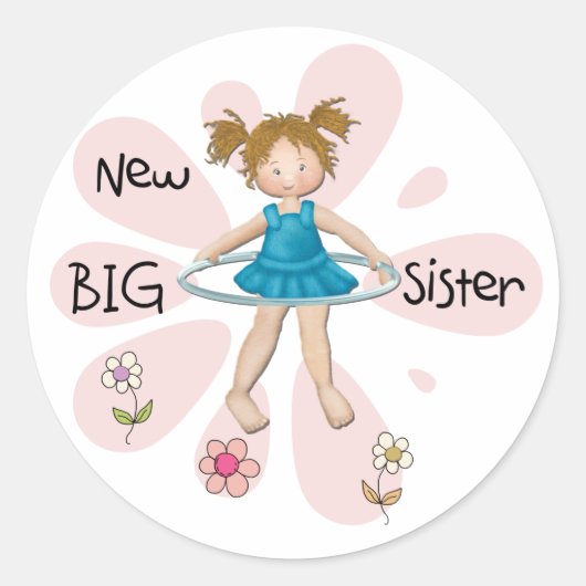 Hula Hoop New Big Sister Ronde Sticker (Voorkant)