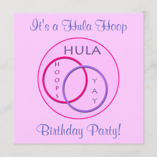 Hula Hoop Pink Paarse Kinderen Birthday Party Kaart