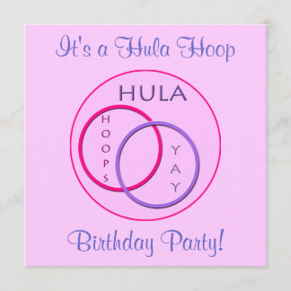 Hula Hoop Pink Paarse Kinderen Birthday Party Kaart