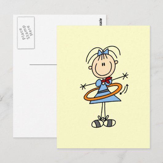 Hula Hoop Stick Figuur T-shirts en cadeautjes Briefkaart (Voorkant / Achterkant)