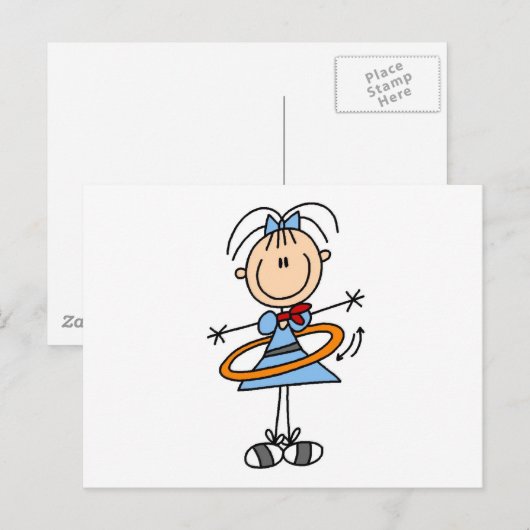 Hula Hoop Stick Figuur T-shirts en cadeautjes Briefkaart (Voorkant / Achterkant)