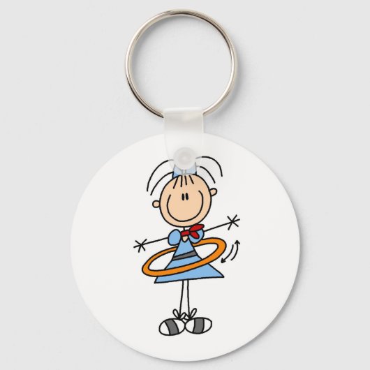Hula Hoop Stick Figuur T-shirts en cadeautjes Sleutelhanger (Voorkant)