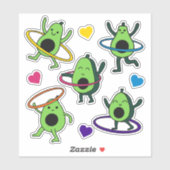 Hula Hooping Avocado Sticker Sheet (Vel)