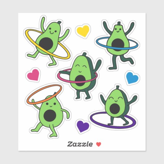 Hula Hooping Avocado Sticker Sheet (Vel)