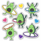 Hula Hooping Avocado Sticker Sheet (Voorkant)