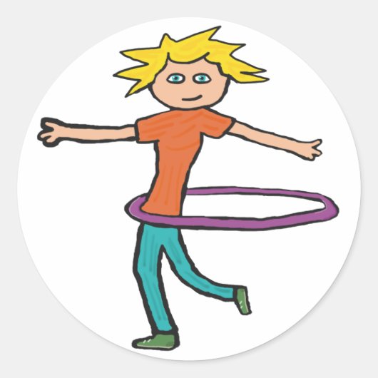 Hula Hooping Ronde Sticker (Voorkant)