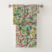 Hula hoops gemengd patroon ontwerp multi gekleurd bad handdoek (Insitu)