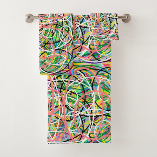 Hula hoops gemengd patroon ontwerp multi gekleurd bad handdoek (Insitu)