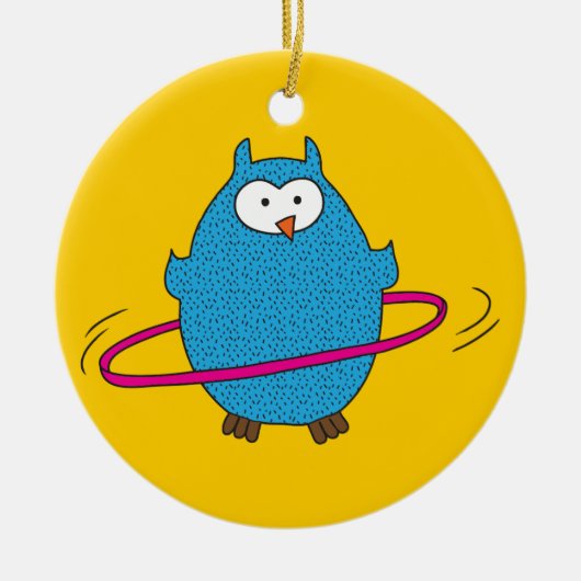Hula Hoot Owl Keramisch Ornament (Voorkant)