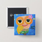 Hula Hoot Vierkante Button 5,1 Cm (Voorkant /achterkant)
