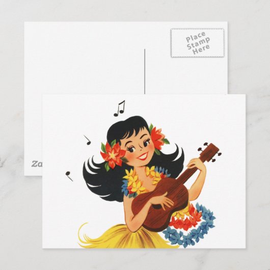 Hula Hula Girl Briefkaart (Voorkant / Achterkant)