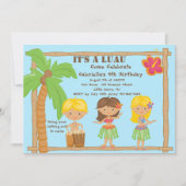 Hula Kinder Luau Birthday Uitnodiging (Voorkant)