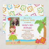 Hula Luau Birthday Party Invitation Kaart (Voorkant / Achterkant)