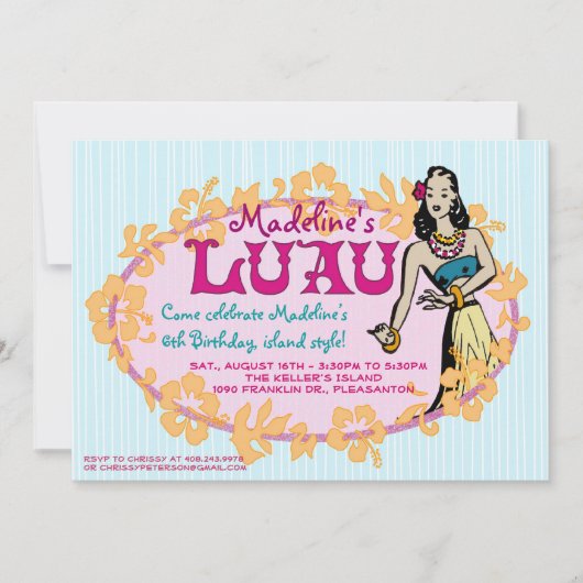 Hula Luau Party Invitation Kaart (Voorkant)