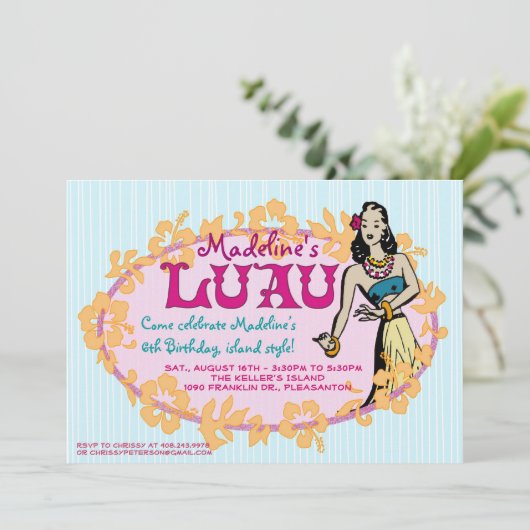Hula Luau Party Invitation Kaart (Staand voorkant)