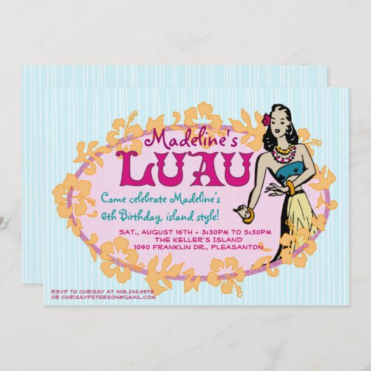 Hula Luau Party Invitation Kaart (Voorkant / Achterkant)