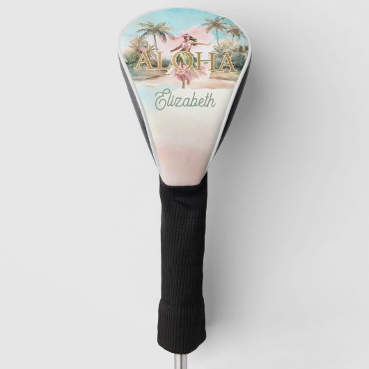 Hula Meisje Aloha Hawaï Gepersonaliseerde Naam Gol Golfheadcover (Voorkant)
