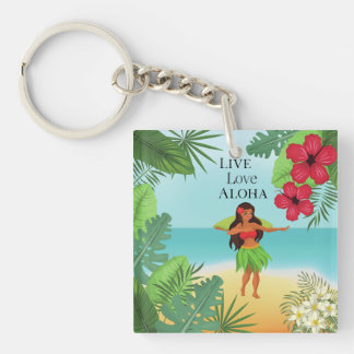 Hula Meisje Live Liefde Aloha Sleutelhanger