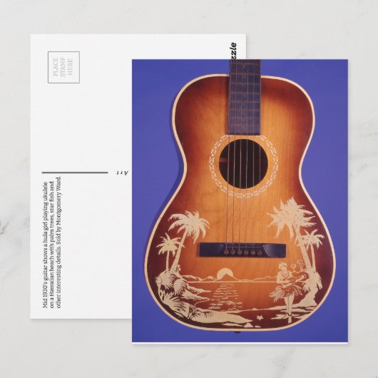 Hula meisje spelen ukulele  gitaar kunst briefkaart (Voorkant / Achterkant)