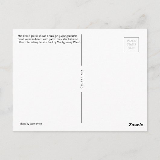 Hula meisje spelen ukulele  gitaar kunst briefkaart (Achterkant)