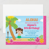 Hula meisje verjaardag uitnodiging Luau uitnodigin (Voorkant / Achterkant)