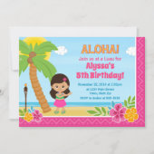 Hula meisje verjaardag uitnodiging Luau uitnodigin (Voorkant)